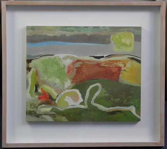 § Derek Hyatt (1931-) Yellow Hayfield, 14 x 17in.
